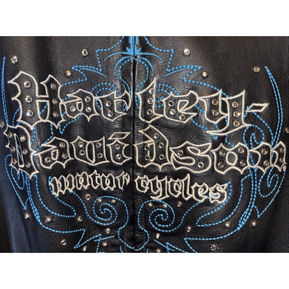 Harley Davidson Women's Kaleidoscope Black White‎ Leather Jacket L 97137-09VW - Picture 7 of 8